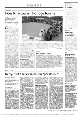 Kerry, prêt à servir sa nation « par devoir »